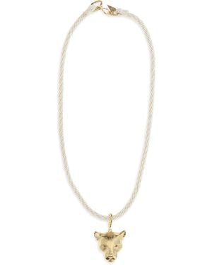 forte_forte Sculpture Necklace With Puma Pendant Bronze Necklaces - White