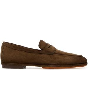 Santoni Suede Carlo Loafers - Brown