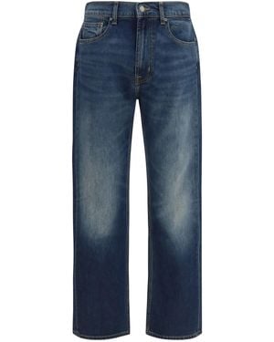 7FOR Straight-Leg Denim Jeans Cotton; Elastane - Blue