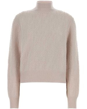Fendi Powder Stretch Wool Blend Jumper - Natural