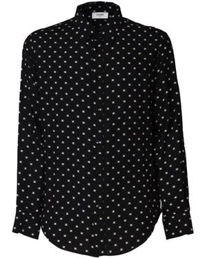 Celine Printed Viscose Loose Shirt - Black