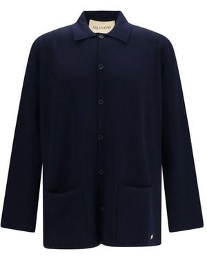 Valentino Wool Oves Aries Cardigan Clothing - Blue