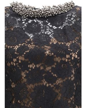 Self-Portrait Dress, Lace Long-Sleeve Mini — Polyamide - Black