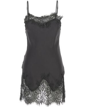 Gold Hawk Dress With Lace Embroidery Details And Thin Straps - Gray