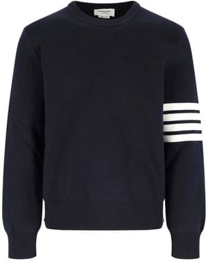 Thom Browne Cotton Jumper 4 Bar - Blue