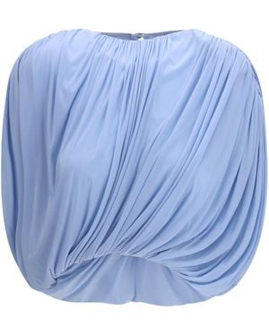 Magda Butrym Pleated Blouse Cupro; Elastane Shirt - Blue