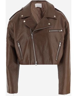 Frankie Shop Short Jacket With Metallic Buttons Polyester - Brown