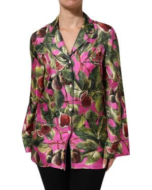 Dolce & Gabbana Hot Fig Printed Silk Shirt Blouse Top - Red