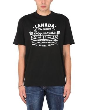 DSquared² Logo Print T-Shirt Cotton T-Shirts - Black
