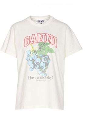 Ganni Grapes Logo T-Shirt - White