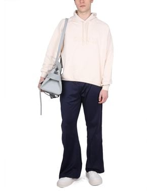 Sunnei Cotton Drawstring Hooded Sweatshirt Sweatshirts - Blue