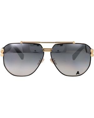 Philipp Plein Spp185V 302X Oro Rose' Lucido C/Parti Nero Semilucido Acetate Sunglasses - Grey