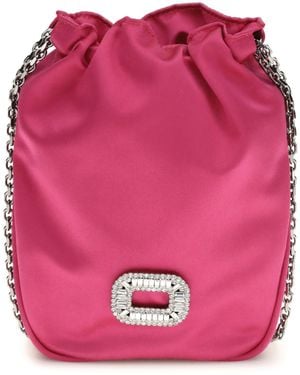 Roger Vivier Bucket Bag Nano Pilgrim Fuchsia Satin Medium Silk - Pink
