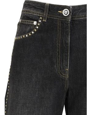 Versace Straight Jeans With Studs - Black