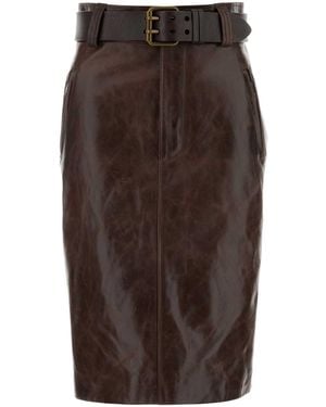 Saint Laurent Jupe Mi Longue Taill - Brown