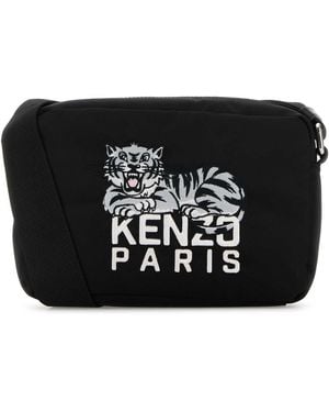 KENZO Fabric Happy Tiger Crossbody Bag - Black