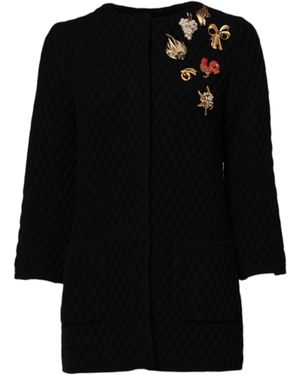 Dolce & Gabbana Cashmere Quilted Embellished Jacket Clothing - Black