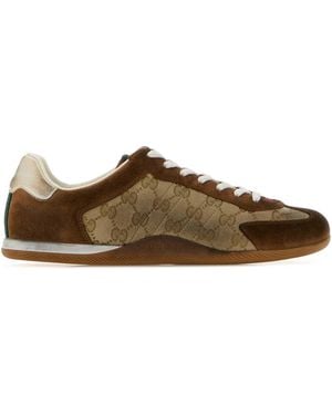Gucci Fabric And Suede Shift Sneakers - Brown