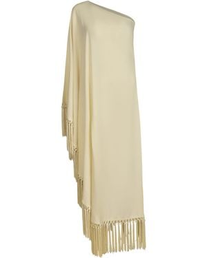 ‎Taller Marmo Fringe Detail Asymmetric Single-Shoulder Dress - White