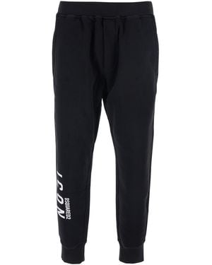 DSquared² Pants With Elastic Waist And Logo Lettering On The Leg - Black