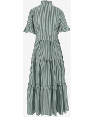 F.it Dress Striped Cotton With Ruffle Collar - Green