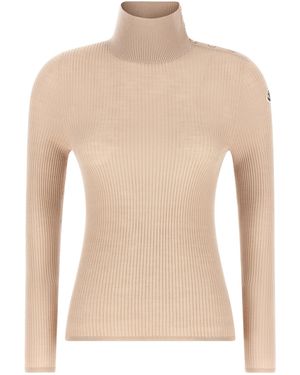 Moncler Moncler Ribbed Virgin Wool Turtleneck - Natural