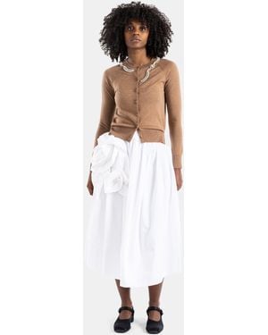 Simone Rocha Poplin Peplum Skirt With Rosette - White
