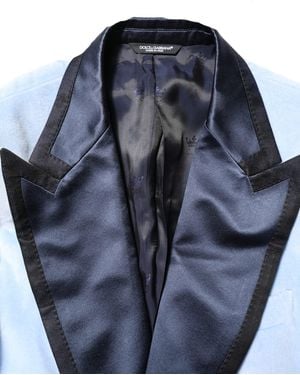 Dolce & Gabbana Blue Cotton Formal Single Breasted Jacket