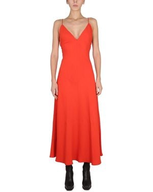 Stella McCartney Maxi V-Neck Dress Viscose - Red