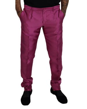 Dolce & Gabbana Elegant Slim Fit Formal Dress Trousers - Red