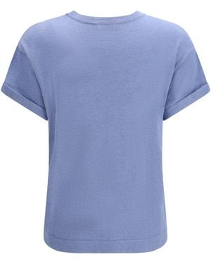 Brunello Cucinelli Cashmere Glitter T-Shirt - Blue
