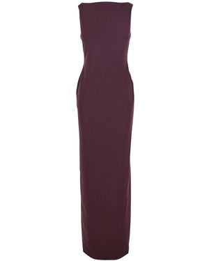 Solace London Bordeaux Long Dress With Square Neckline And Cut Out On The Back - Purple