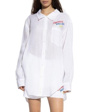 DSquared² Summer Lovers Embroidered Oversized Shirt - White