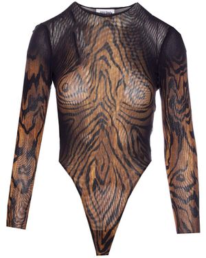 Jean Paul Gaultier The Wood Print Longsleeves Top - Blue