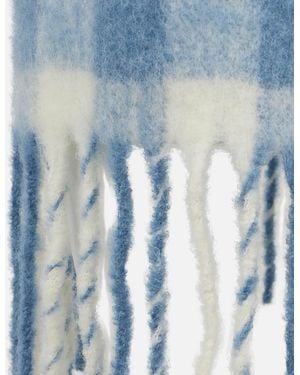 MC2 Saint Barth Girl Fringed Woolly Skirt With Check Print Sky - Blue