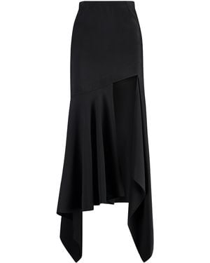 Mugler Gabardine Midi Skirt Viscose - Black