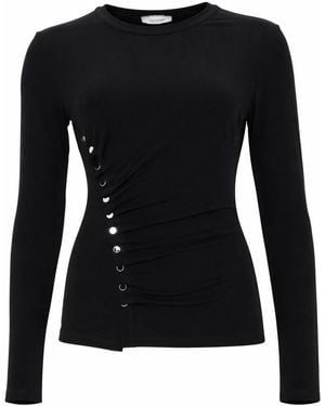 Rabanne Button-Front Top Viscose Tops - Black