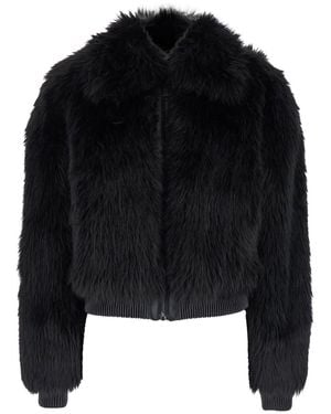 MICHAEL Michael Kors Recycled Faux Fur Bomber Jacket - Black