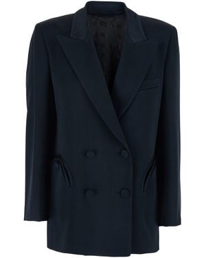 Blazé Milano Double-Breasted Jacket With Peak Lapels - Blue