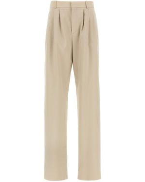 Saint Laurent Pleat Pants - Natural