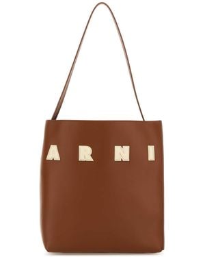 Marni Caramel Leather Small Museo Shoulder Bag - Brown