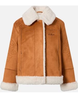 MC2 Saint Barth Lorayne Jr Faux-Shearling Jacket With Western Embroidery - Brown