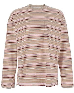 sunflower T-Shirt Stripe Ls Pocket With And Long Sleeves Cotton Jersey - Natural
