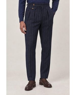 Brunello Cucinelli Pinstripe Wool Pants - Blue