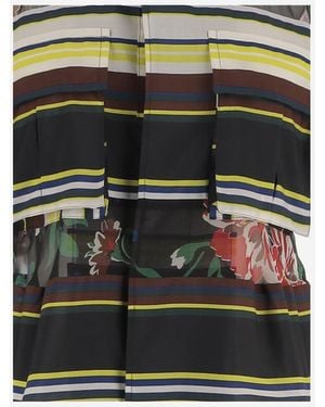 Sacai Shirt Striped Nylon With Sheer Details Polyester - Black