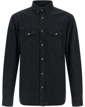 Tom Ford Textured Cotton Western Shirt - Black