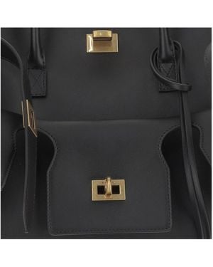 Balenciaga Carry All Bel Air Media Bag Calfskin Handbags - Black