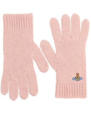 Vivienne Westwood Gloves With Orb Embroidery Cashmere - Pink