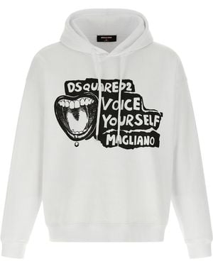 DSquared² Graphic Print Hoodie - White