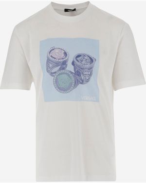 Versace Cotton T-Shirt With Logo - Grey